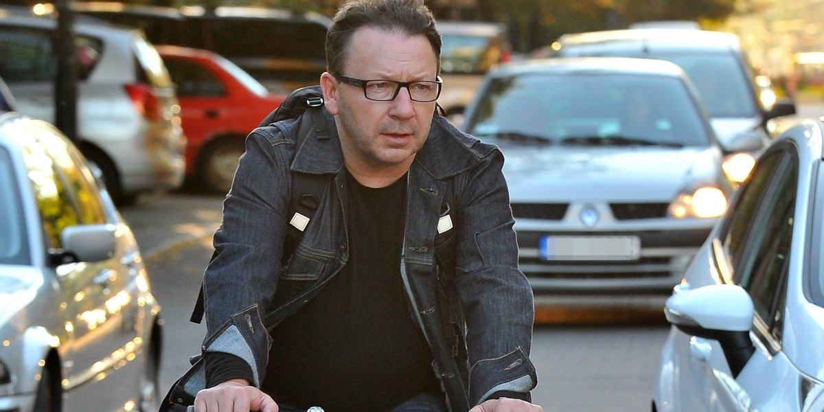 Zbigniew Zamachowski na rowerze