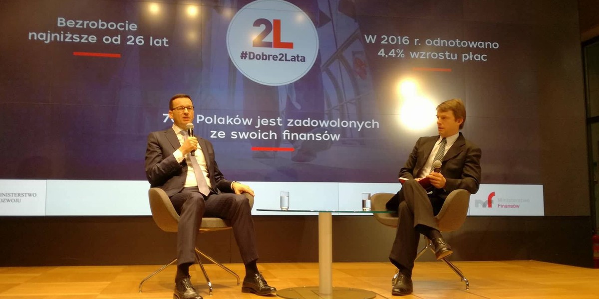 Mateusz Morawiecki, wicepremier podczas konferencji podsumowującej 2 lata rządów.