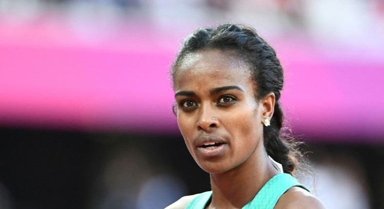 Ethiopia's Genzebe Dibaba finishes the semi-finals of the women's 1,500m at the 2017 IAAF World Championships in London on August 5, 2017