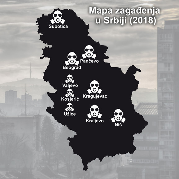 Mapa zagađenja u Srbiji 