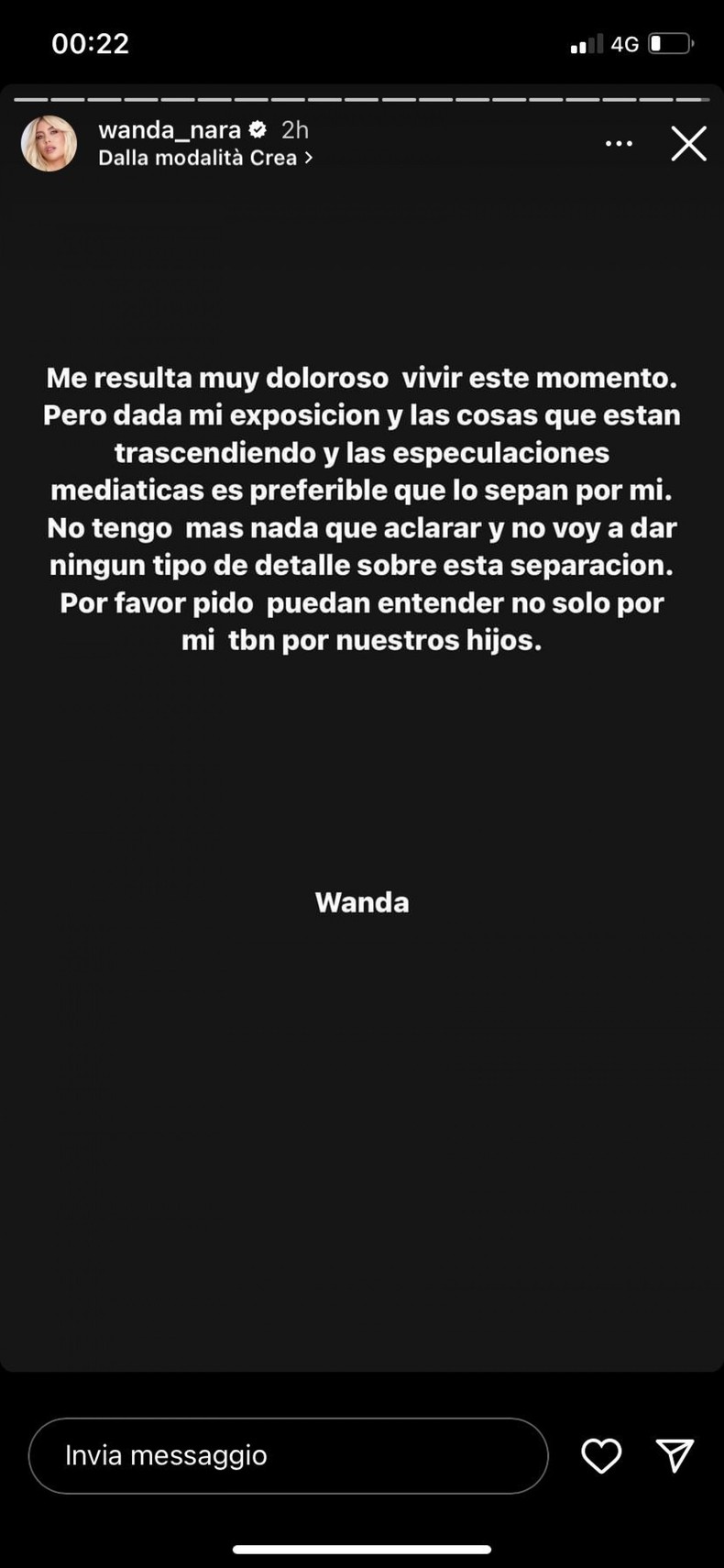 Wanda Nara confirms split from Mauro Icardi via her Instagram story