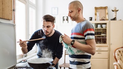 Some Americans say they're cooking more at home as fast-food prices soar.Hinterhaus Productions/Getty Images