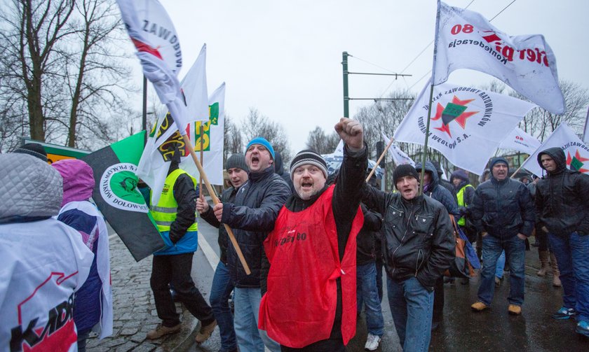 Demonstracja pod KWK Makoszowy. Styczeń 2015