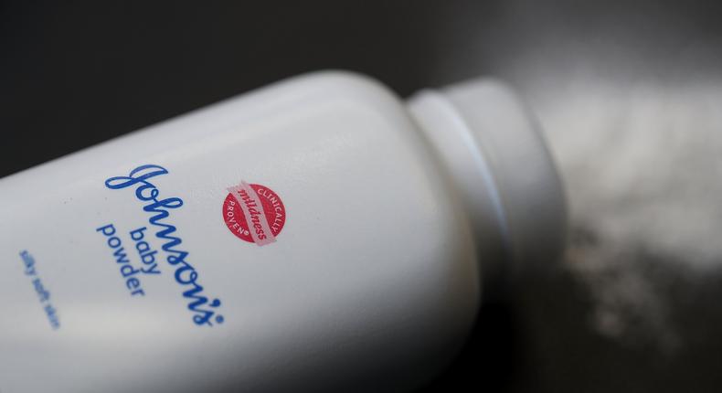 A container of Johnson's baby powder.