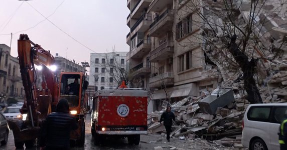 Skutki trzęsienia ziemi w Syrii