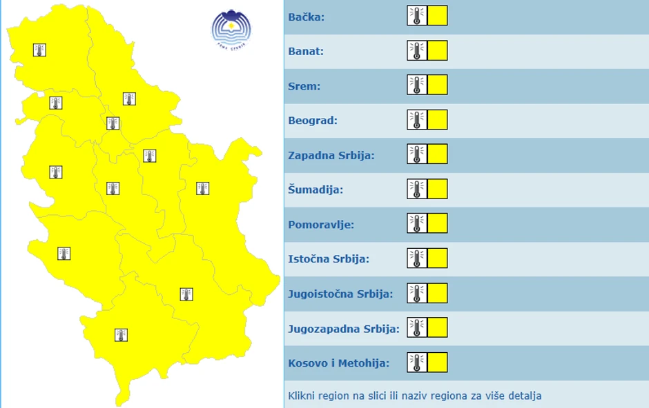 Meteoalarm za 2. jun