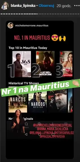 &quot;365 dni&quot; na Netfliksie / Instagram Blanki Lipińskiej