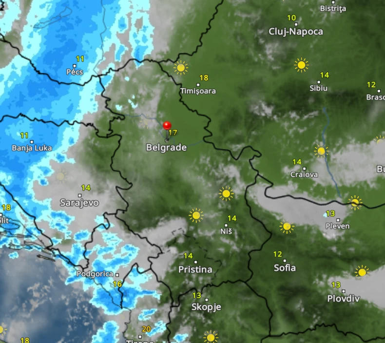 Kišni oblaci ulaze u Srbiju u 9 časova