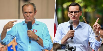 Tusk i Morawiecki rzucali gromy na wiecach. Nagle ktoś przerwał przemówienie