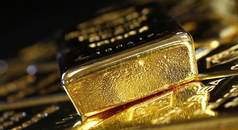 Gold bars are seen at the Austrian Gold and Silver Separating Plant 'Oegussa' in Vienna, Austria, March 18, 2016. 