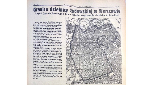 Fragment Gazety Żydowskiej z obwieszczeniem o granicach dzielnicy żydowskiej