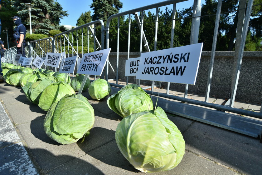 Kapuściany protest przed Sejmem