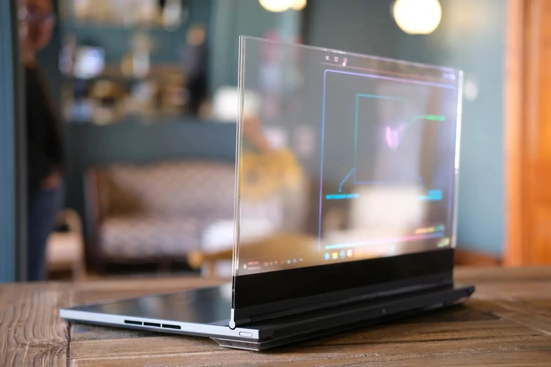 Lenovo ThinkBook Transparent Display widoczność z tyłu ekranu