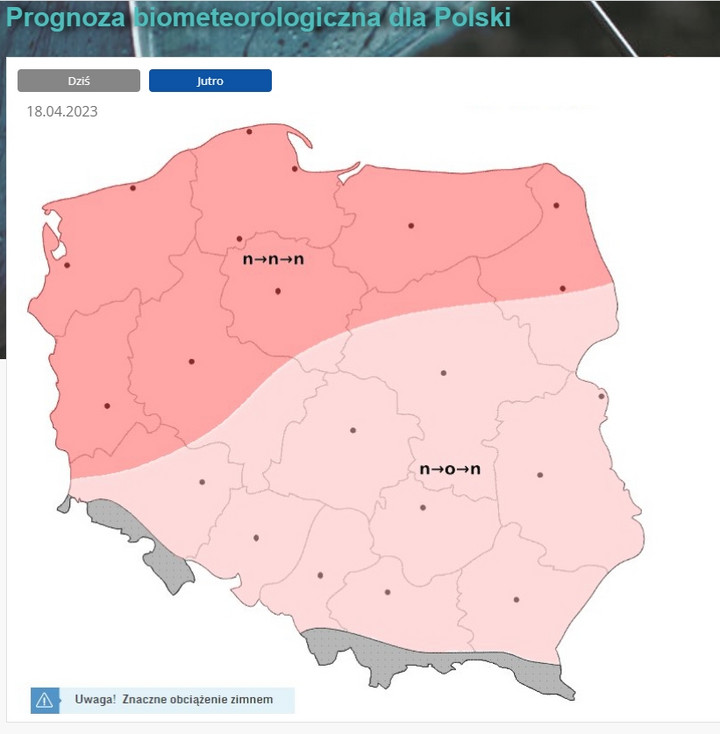 Prognoza biometeorologiczna dla Polski na 18 kwietnia