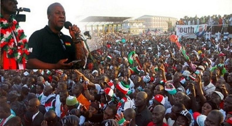 President Mahama addressing party supporters. 