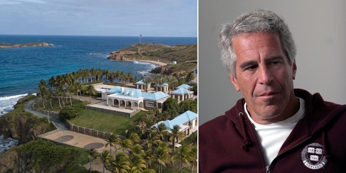 Po lewej: wyspa St. James; po prawej: Jeffrey Epstein