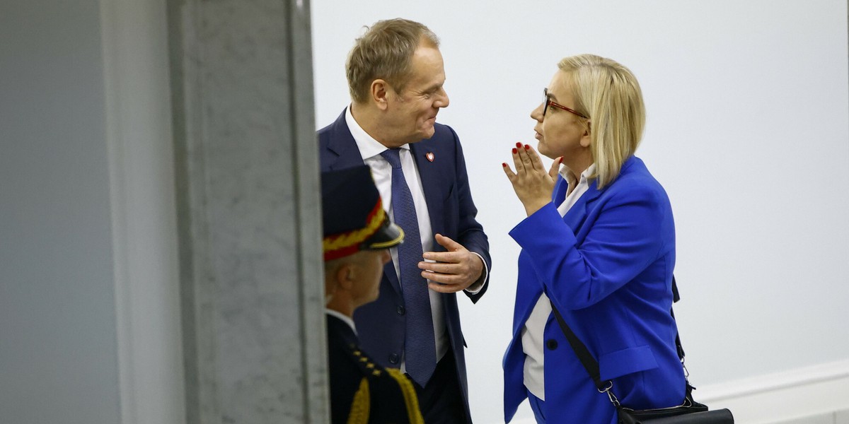 Donald Tusk i szefowa resortu klimatu Paulina Hennig-Kloska.