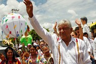 Mexico's presidential front-runner Andres Manuel Lopez Obrador of MORENA greets supporters in Oaxaca