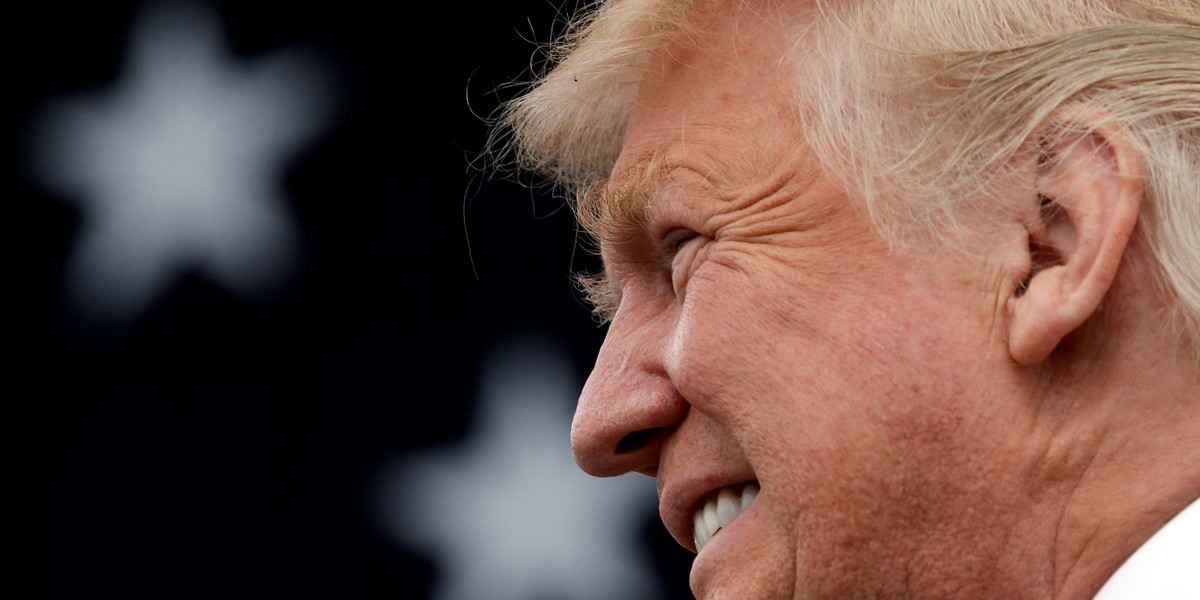 Donald Trump speaks at a rally in Greensboro, North Carolina.