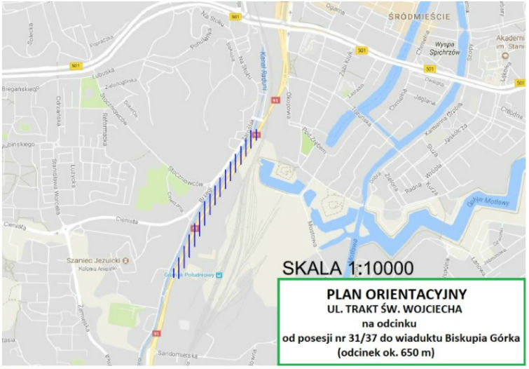 Remontowany będzie odcinek od budynku Zrembu do Biskupiej Górki