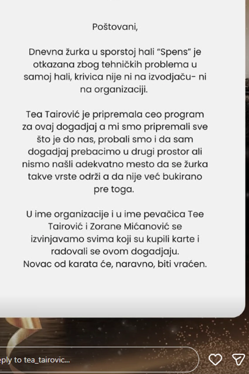 Tea Tairović objava