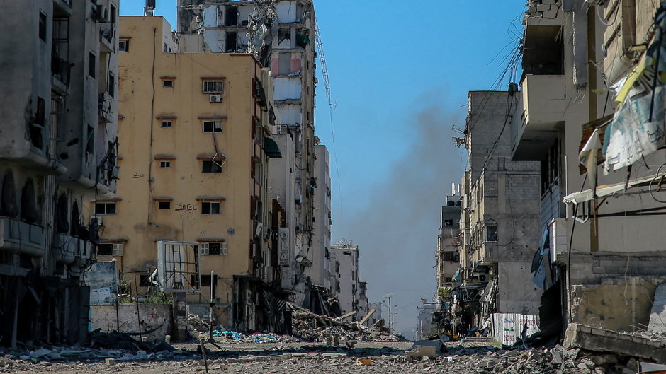 Zniszczenia w mieście Gaza, w wyniku trwającego konfliktu między Izraelem a palestyńskim ruchem Hamas