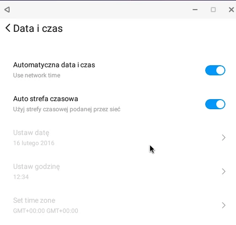 Ustawienia daty i godziny, fot. własne