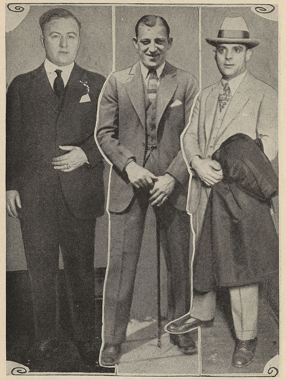 Od lewej: Dean O’Banion, Hymie Weiss i Joe Aiello - gangsterzy z North Side, którzy przegrali bitwę z Alem Capone