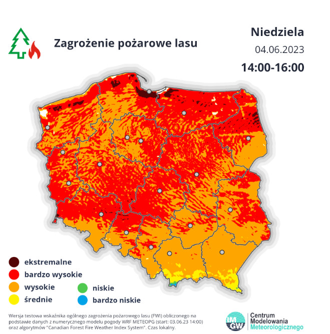 W niedzielę ryzyko pożarów nad Polską będzie bardzo wysokie