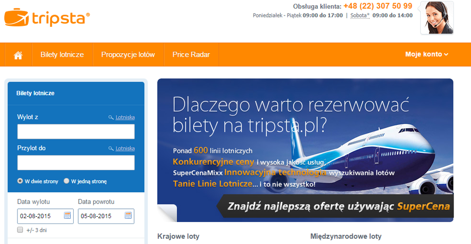 <strong>tripsta.pl</strong>
<br><br>
To serwis pośrednika, który często oferuje tańsze bilety niż sami przewoźnicy