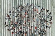 High Angle View Of People forming a speech bubble