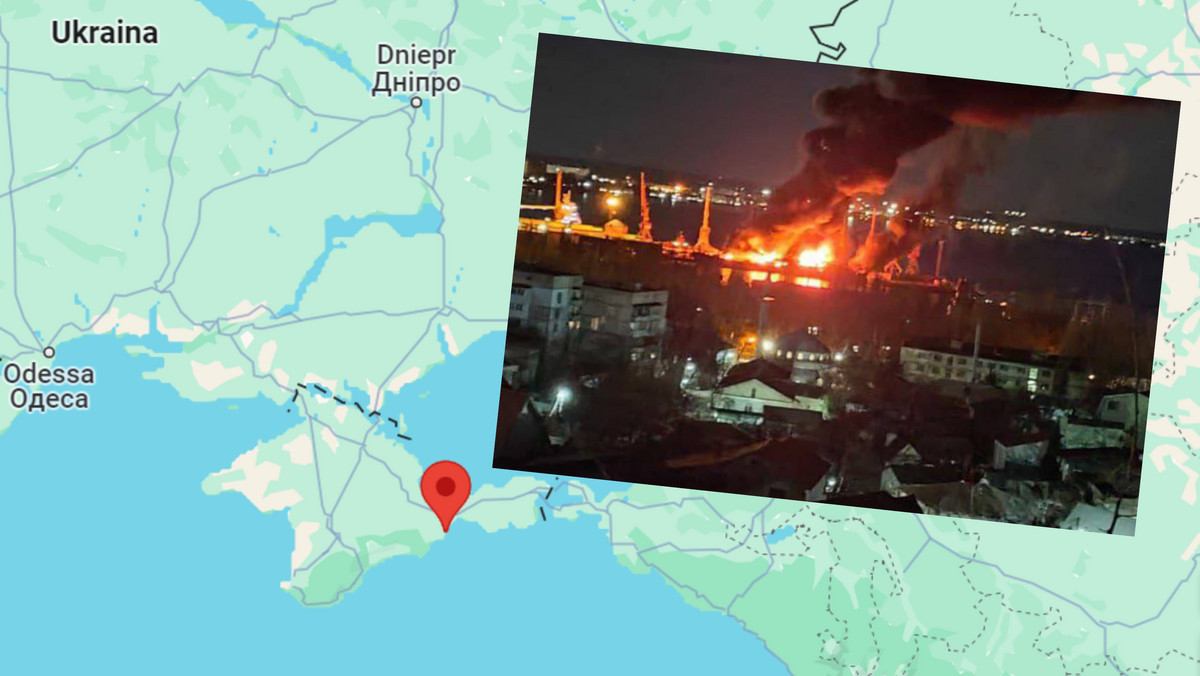 Ogromny wybuch w porcie na Krymie. Ukraińcy mówią o zniszczeniu okrętu [WIDEO]