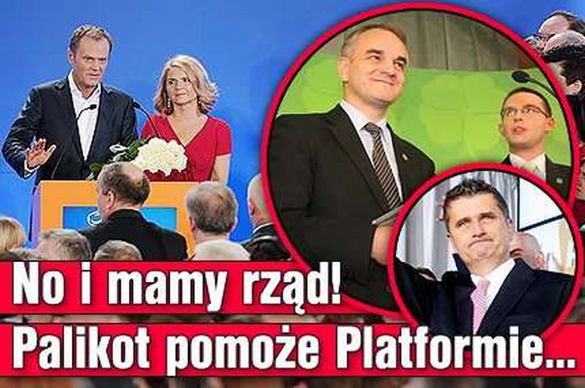 No i mamy rząd! Palikot pomoże Platformie...