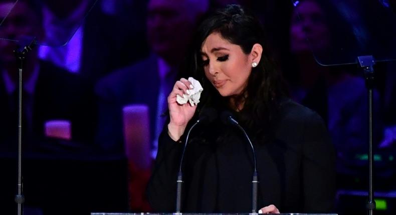 Kobe Bryant's wife Vanessa Bryant speaks during the Celebration of Life for Kobe and Gianna Bryant service at Staples Center in Downtown Los Angeles on February 24, 2020.