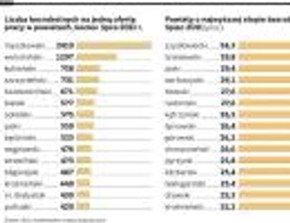 Mniejsze miejscowości bez pracy. Na jedną ofertę nawet 2,4 tys. chętnych