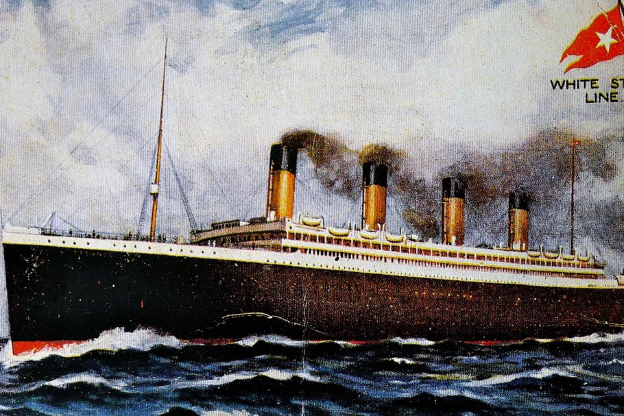 Pre-disaster postcard, front depicting the Titanic.