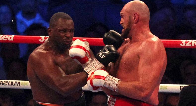 Tyson Fury stunned Dillian Whyte with a sixth round uppercut to emerge victorious at Wembley (ADRIAN DENNIS/AFP)