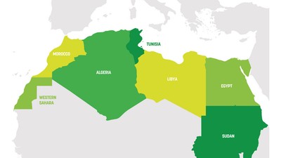 The 7 countries in North Africa. [vectorstock]