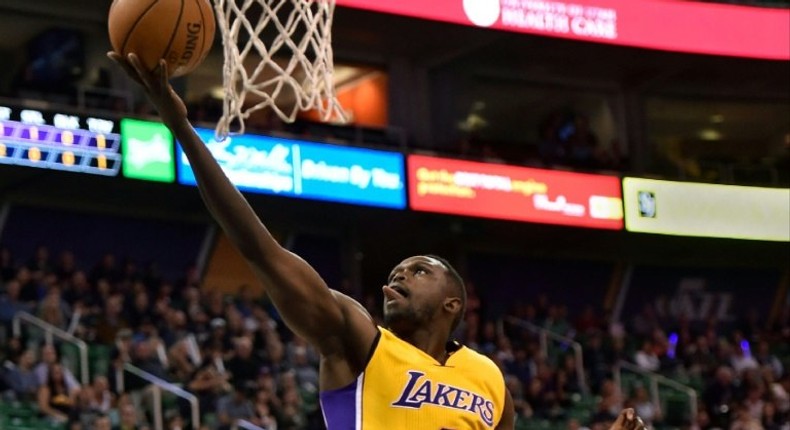 Luol Deng of the Los Angeles Lakers, seen in action during a NBA game in Salt Lake City, Utah, in October 2016