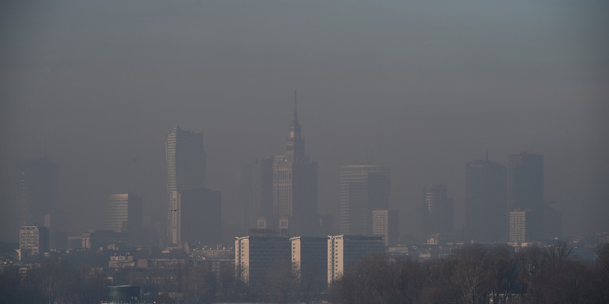 Smog nad Warszawą w 2017 r. Podobne zdjęcia z wielu polskich miast i miasteczek co roku obiegają Polskę, bo problem nie znika. I kosztuje miliardy złotych.