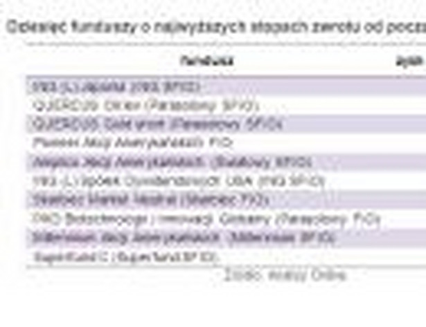 Dziesięć funduszy o najwyższych stopach zwrotu od początku bieżącego roku