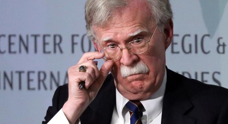 FILE PHOTO: White House former national security advisor John Bolton delivers remarks on North Korea at the Center for Strategic and International Studies (CSIS) think tank in Washington, U.S. September 30, 2019.  REUTERS/Jonathan Ernst/File Photo