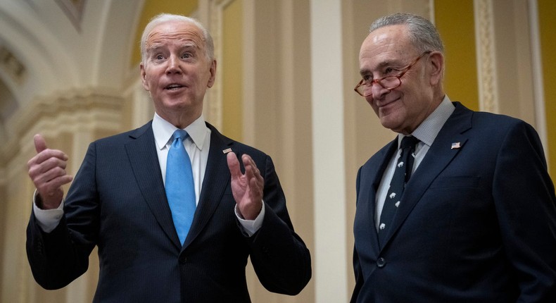 Sen. Chuck Schumer reportedly urged Biden to drop out last Saturday. His office isn't denying it.Drew Angerer/Getty Images