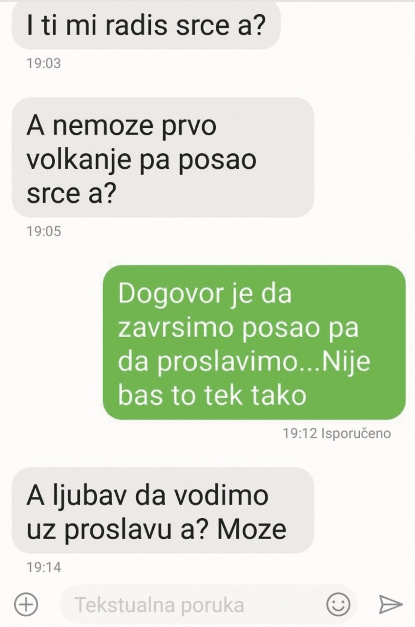 Poruke koje je Jutka slao Danieli Vukajlović