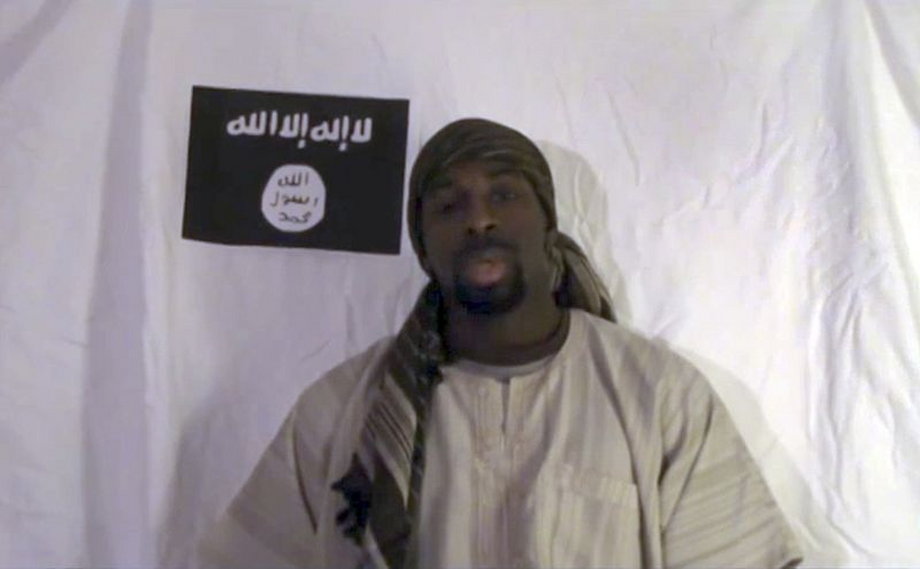 Amedy Coulibaly, one of gunmen behind the worst militant attacks in France for decades, declares his allegiance in this still image taken from video