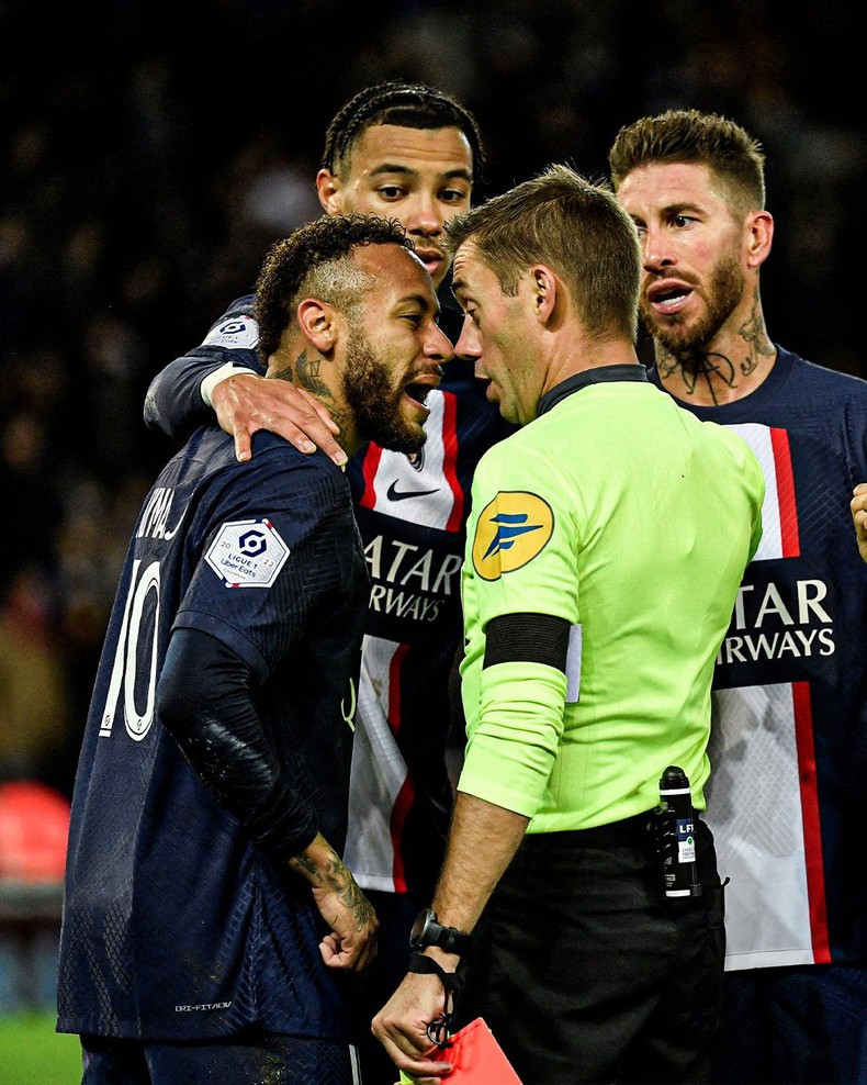 Neymar was sent off by PSG after diving against Strasbourg