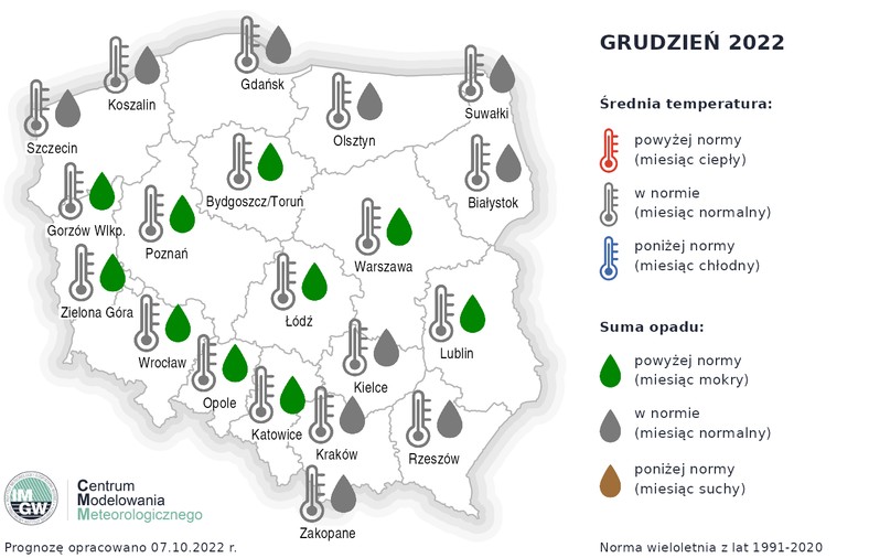 W grudniu czeka nas umiarkowana temperatura, ale więcej opadów