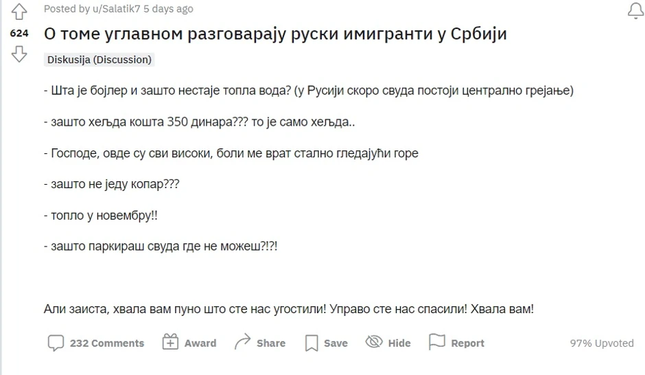 o čemu pričaju ruski imigranti