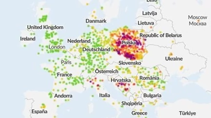 Smog w Europie - 18 stycznia 2021