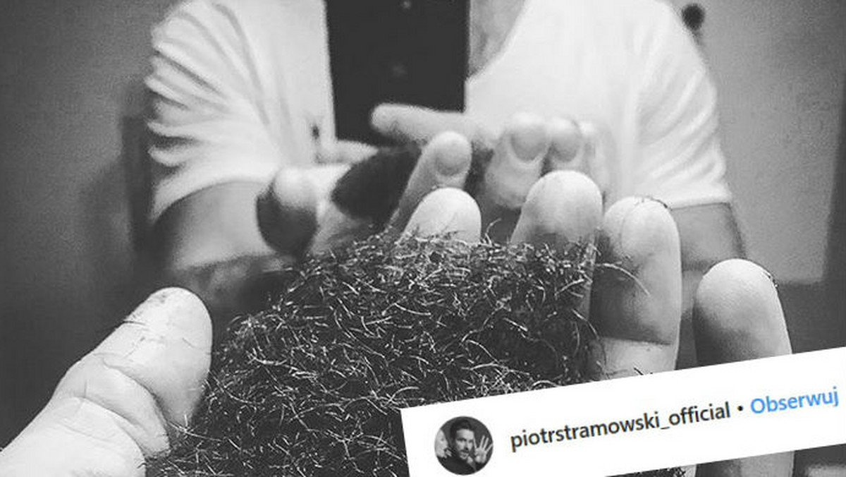Na Instagramie Piotra Stramowskiego pojawiło się zdjęcie dłoni, która trzyma garść włosów. Okazało się, że to... zgolona broda aktora!